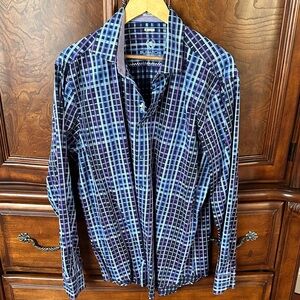 Bugatchi Blue and Purple Plaid Shirt